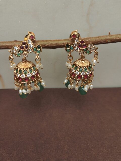 Peacock Pearls Jhumka